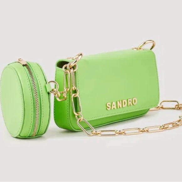 Sandro Totemo Chain Strap Bag - Lime - New with tags - MSRP $360 - Picture 1 of 9
